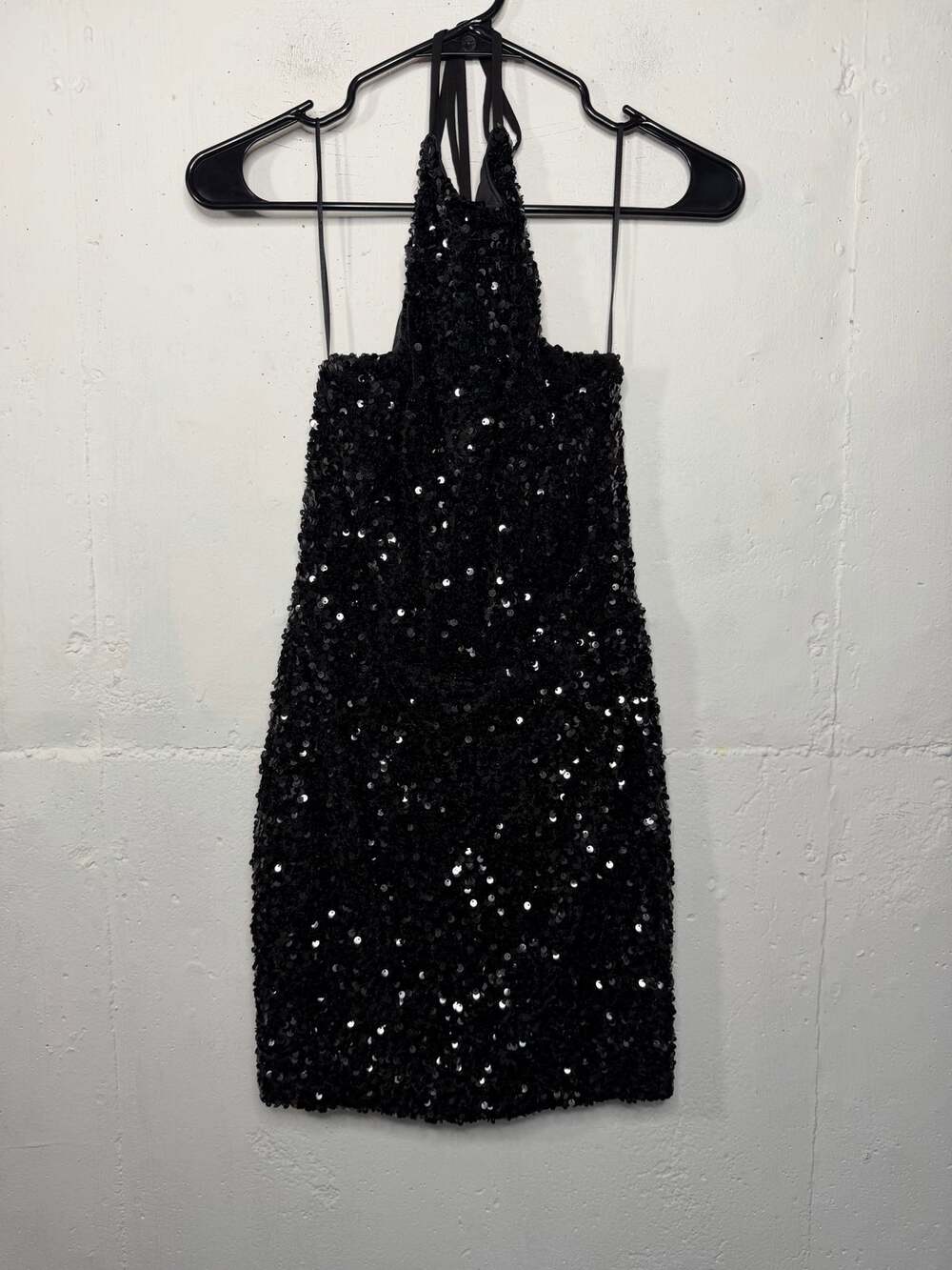 HELSI Black Sequin Halter Mini Dress Size Small